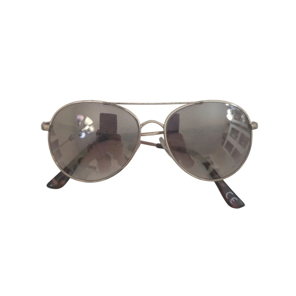 Aviator Sunglasses Gold Metal Frames Only Brown Gradient Lenses Unisex 70s Style